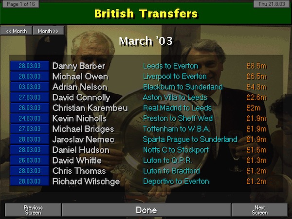 Championship Manager 97/98 - transfers