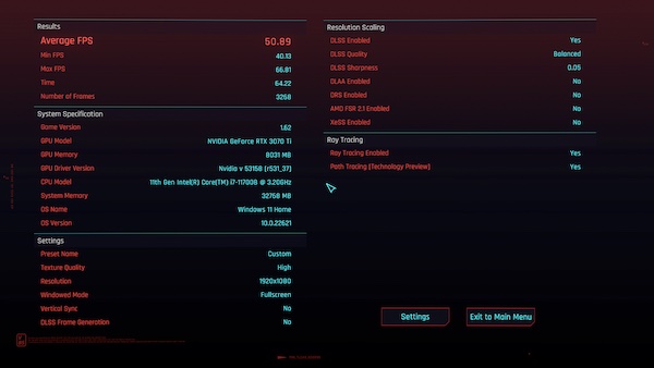 More Cyberpunk benchmarking